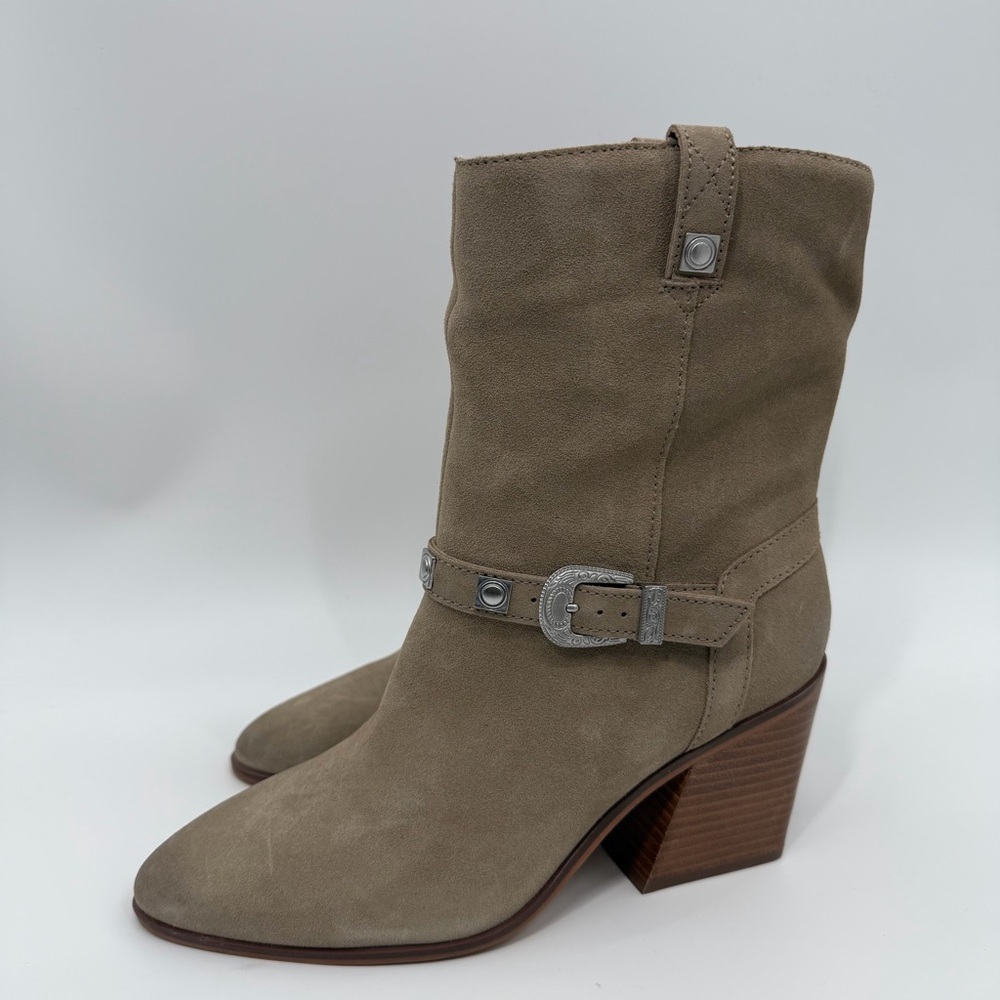 Lucky Brand Sogn Buckled Block-Heel Western Boots - Picture 3 of 9